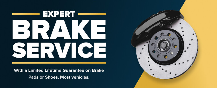 Expert brake service. With a Limited Lifetime Guarantee on brake pads or shoes. Most vehicles.